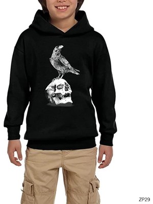 Z zepplin Kuzgun Siyah Çocuk Kapşonlu Sweatshirt