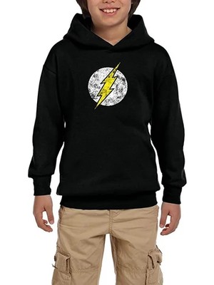 Z zepplin Flash Logo 2 Siyah Çocuk Kapşonlu Sweatshirt