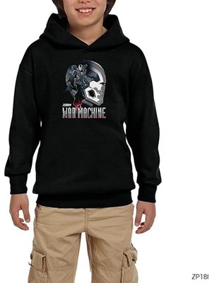 Z zepplin Avengers War Machine Siyah Çocuk Kapşonlu Sweatshirt