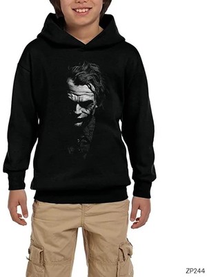Z zepplin Joker Black And White Siyah Çocuk Kapşonlu Sweatshirt