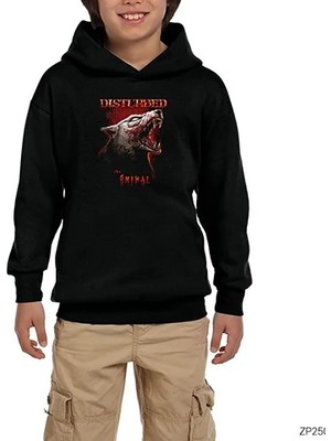 Z zepplin Disturbed Animal Siyah Çocuk Kapşonlu Sweatshirt