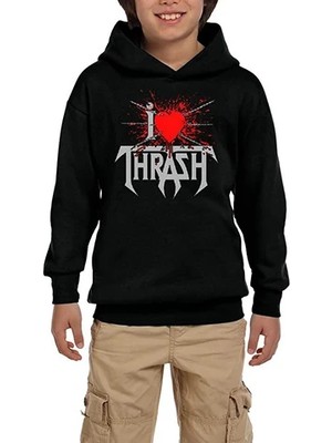 Z zepplin I Love Trash Siyah Çocuk Kapşonlu Sweatshirt