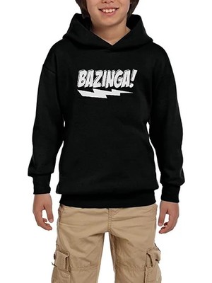 Z zepplin Bazinga Lighting Siyah Çocuk Kapşonlu Sweatshirt