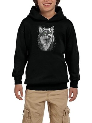 Z zepplin Kurt Wolf Siyah Çocuk Kapşonlu Sweatshirt