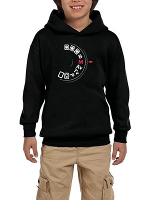 Z zepplin Photographer Manual Siyah Çocuk Kapşonlu Sweatshirt