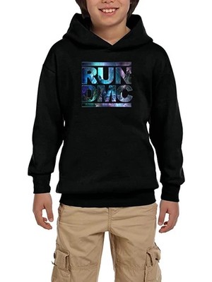 Z zepplin Run Dmc Logo Siyah Çocuk Kapşonlu Sweatshirt
