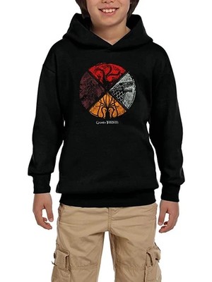Z zepplin Game Of Thrones Sigil Sheild Siyah Çocuk Kapşonlu Sweatshirt