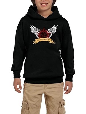 Z zepplin Supernatural Non Timebo Mala Siyah Çocuk Kapşonlu Sweatshirt