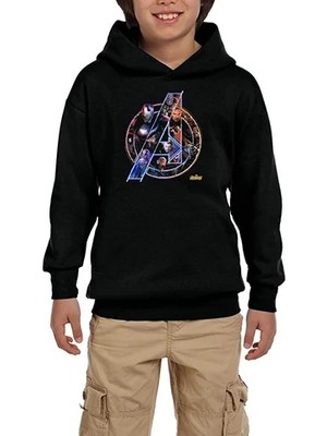 Z zepplin Avengers Infinity War Siyah Çocuk Kapşonlu Sweatshirt