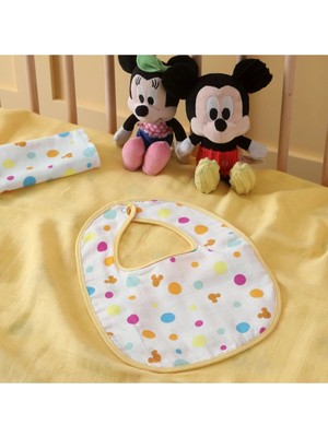 Taç Lisanslı Disney Mickey Pamuk 30X25 cm 3' Lü Müslin Önlük