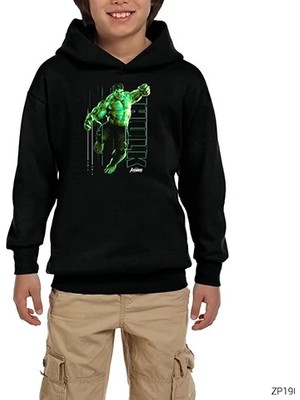 Z zepplin Hulk Attack Siyah Çocuk Kapşonlu Sweatshirt