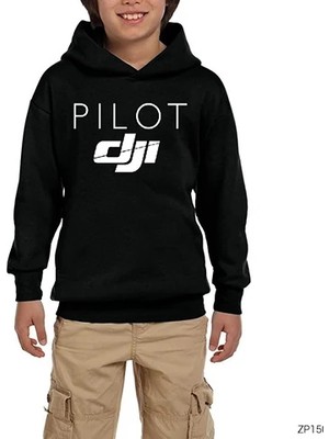 Z zepplin Djı Pilot Siyah Çocuk Kapşonlu Sweatshirt