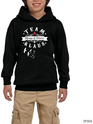 Z zepplin Team Klaus Siyah Çocuk Kapşonlu Sweatshirt