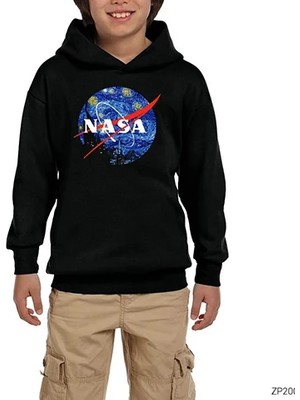 Z zepplin Nasa Paint Siyah Çocuk Kapşonlu Sweatshirt