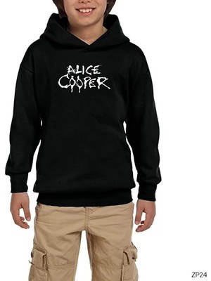 Z zepplin Alice Cooper Logo Siyah Çocuk Kapşonlu Sweatshirt
