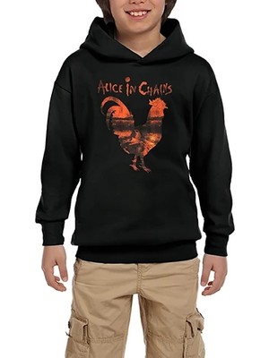 Z zepplin Alice In Chains Rooster Siyah Çocuk Kapşonlu Sweatshirt