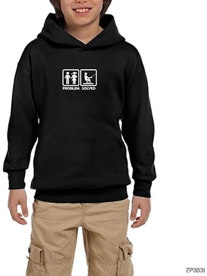 Z zepplin Problem Sloved Balıkçı Siyah Çocuk Kapşonlu Sweatshirt
