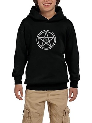 Z zepplin Baphomet Pentagram Siyah Çocuk Kapşonlu Sweatshirt