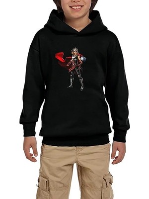 Z zepplin Thor Jane Foster Siyah Çocuk Kapşonlu Sweatshirt