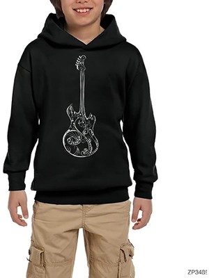 Z zepplin Gitar Müzik Aşkı Siyah Çocuk Kapşonlu Sweatshirt