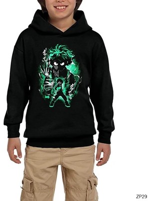 Z zepplin My Hero Academy Zuku Siyah Çocuk Kapşonlu Sweatshirt