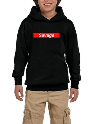 Z zepplin 21 Savage Red Siyah Çocuk Kapşonlu Sweatshirt