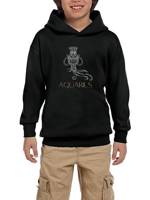 Z zepplin Kova Burç Retro Siyah Çocuk Kapşonlu Sweatshirt