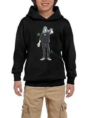 Z zepplin Jajutsu Kaisen Mahito Siyah Çocuk Kapşonlu Sweatshirt