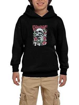 Z zepplin Bullet For My Valentine Skull Roses Siyah Çocuk Kapşonlu Sweatshirt