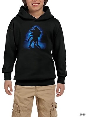 Z zepplin Sonic The Hedgehog Siyah Çocuk Kapşonlu Sweatshirt