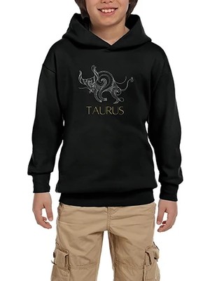 Z zepplin Buğa Burç Retro Siyah Çocuk Kapşonlu Sweatshirt