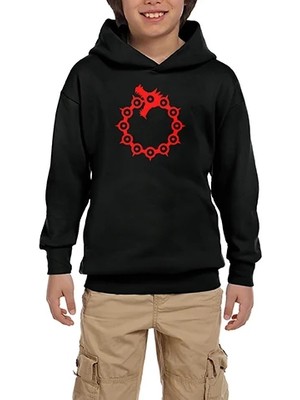 Z zepplin Seven Deadly Sins Dragon Sin Siyah Çocuk Kapşonlu Sweatshirt