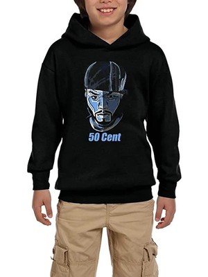 Z zepplin 50 Cent Face Siyah Çocuk Kapşonlu Sweatshirt