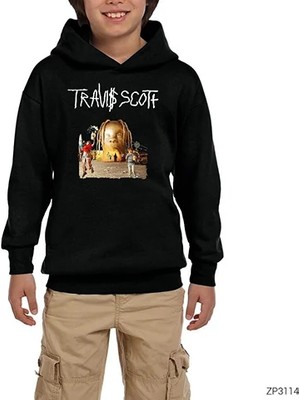Z zepplin Travis Scott Siyah Çocuk Kapşonlu Sweatshirt
