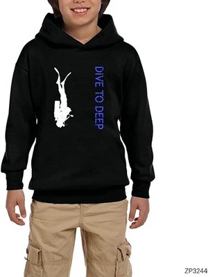 Z zepplin Dalgıç Dive To Deep Siyah Çocuk Kapşonlu Sweatshirt