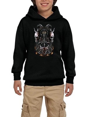 Z zepplin Baphomet Skull Limited Siyah Çocuk Kapşonlu Sweatshirt