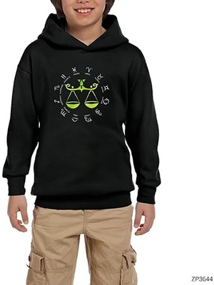 Z zepplin Terazi Burcu Modern Siyah Çocuk Kapşonlu Sweatshirt