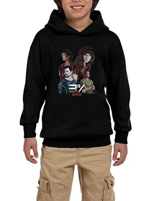 Z zepplin 3% Percent Netflix Siyah Çocuk Kapşonlu Sweatshirt