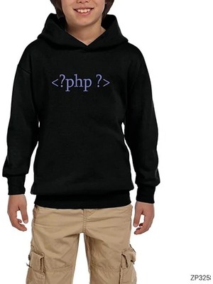 Z zepplin Php Tags Siyah Çocuk Kapşonlu Sweatshirt