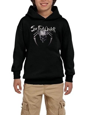 Z zepplin Six Feet Under Skull Spider Siyah Çocuk Kapşonlu Sweatshirt