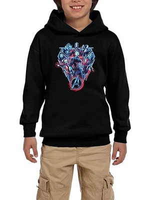 Z zepplin Avengers End Game Team Siyah Çocuk Kapşonlu Sweatshirt