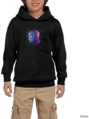 Z zepplin Spiderman Spider Web Siyah Çocuk Kapşonlu Sweatshirt