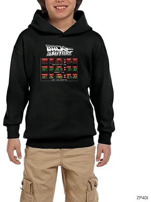 Z zepplin Geleceğe Dönüş 2015 Siyah Çocuk Kapşonlu Sweatshirt
