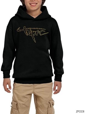 Z zepplin Tupac Shakur Logo 3 Siyah Çocuk Kapşonlu Sweatshirt