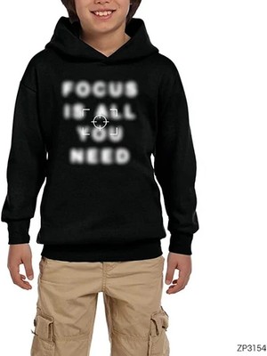 Z zepplin Focus Siyah Çocuk Kapşonlu Sweatshirt