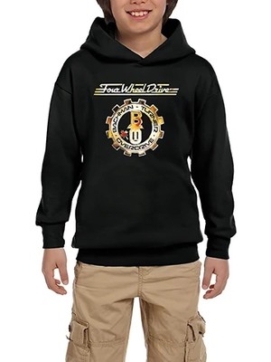 Z zepplin Bachman Turner Overdrive Four Wheel Drive Siyah Çocuk Kapşonlu Sweatshirt