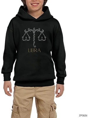 Z zepplin Terazi Burç Retro Siyah Çocuk Kapşonlu Sweatshirt