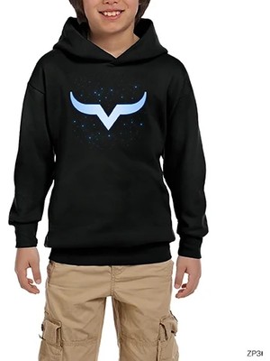 Z zepplin Boğa Burcu Ikon Siyah Çocuk Kapşonlu Sweatshirt