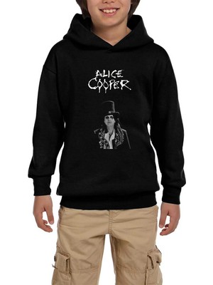 Z zepplin Alice Cooper Face Siyah Çocuk Kapşonlu Sweatshirt