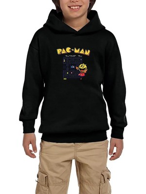Z zepplin Pac Man Eighties Siyah Çocuk Kapşonlu Sweatshirt